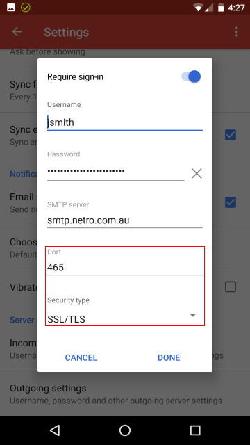 Outgoing Settings