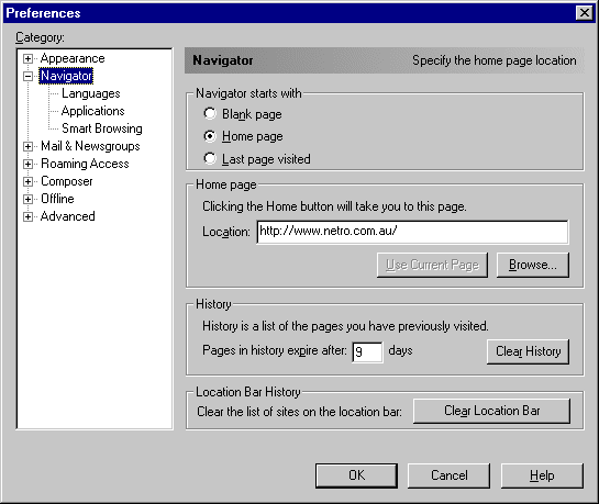 1st Configuration Screen