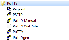 Windows PuTTY program group